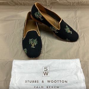 Stubbs & Wootton Men’s Needlepoint Palm Tree Slip on Loafer, US size 11